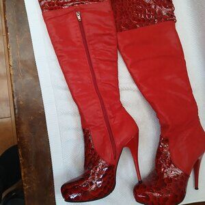 Over-the-knee tall leather boots. New and Unworn.